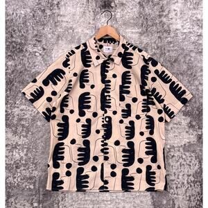 NN07 No Nationality Julio Camp Shirt Large Mens Short Sleeve Cotton Button Down